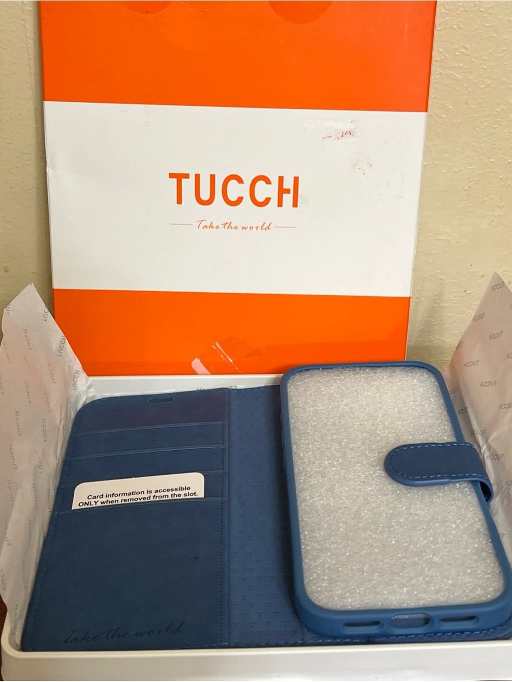 Tucch blue magnetic iPhone 16 case and wallet phone